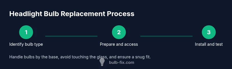 Infographic showing a 3-step process for headlight bulb replacement