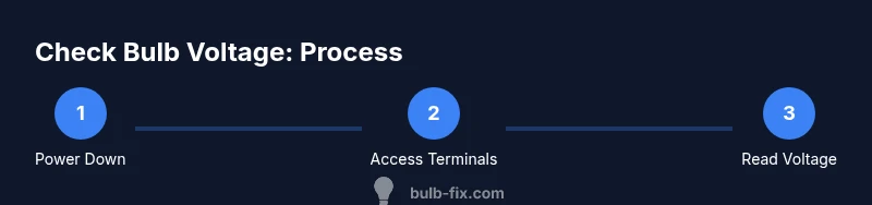 Infographic showing a three-step process to check bulb voltage
