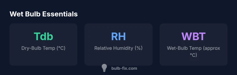 Infographic showing the relationship between dry-bulb temperature, humidity, and wet bulb temperature in a home setting