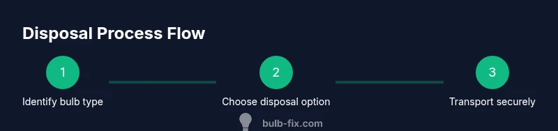 Infographic showing steps to dispose fluorescent bulbs safely