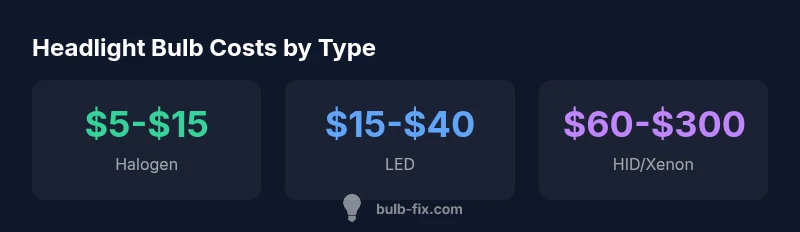 infographic showing price ranges for headlight bulbs by type