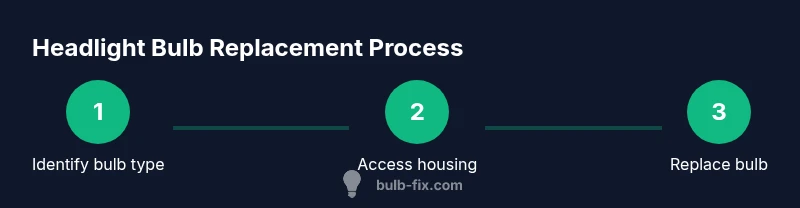 Visual infographic of headlight bulb replacement steps