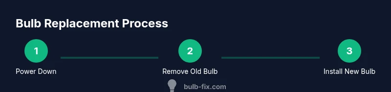 Infographic showing three-step bulb replacement process