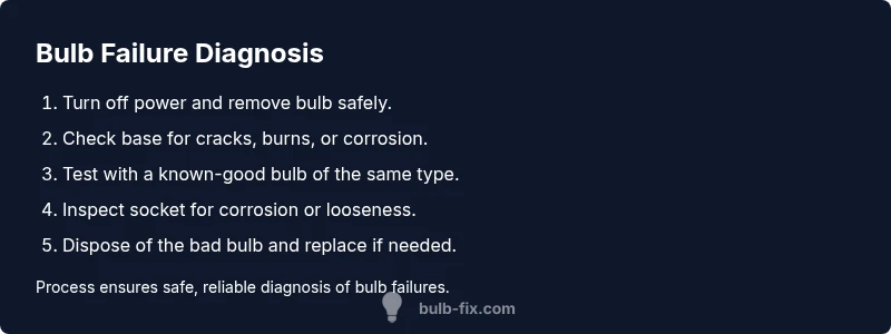 Process diagram showing steps to diagnose bulb failure
