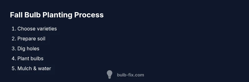 Process infographic showing fall bulb planting steps