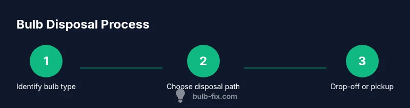 Infographic showing a three-step bulb disposal process