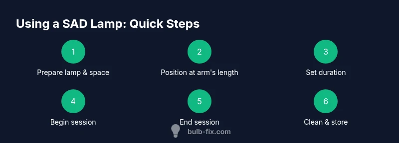 Infographic showing steps to use a SAD lamp