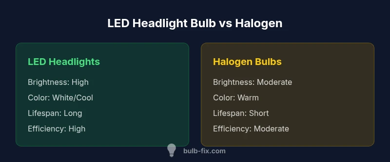 Infographic comparing LED and Halogen headlight bulbs