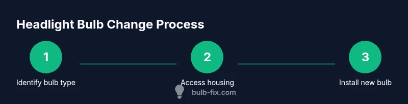 Process diagram showing steps to replace a car headlight bulb