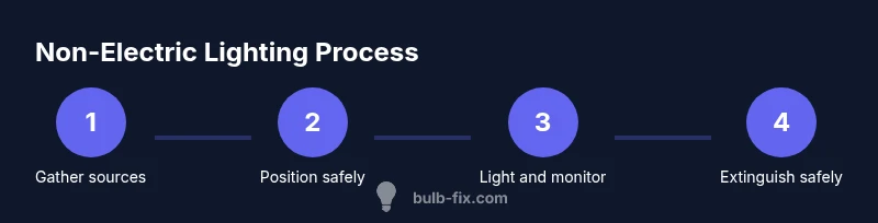Diagram of non-electric lighting process using candles and oil lamps